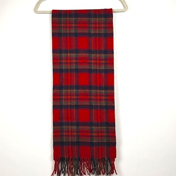 L.L. Bean Plaid Fringed Lambswool Scarf Unisex - Picture 1 of 9
